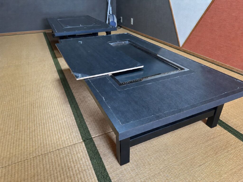 座敷で使用する座卓タイプの鉄板テーブル