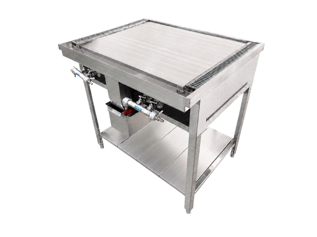 架台付きの業務用鉄板グリドル